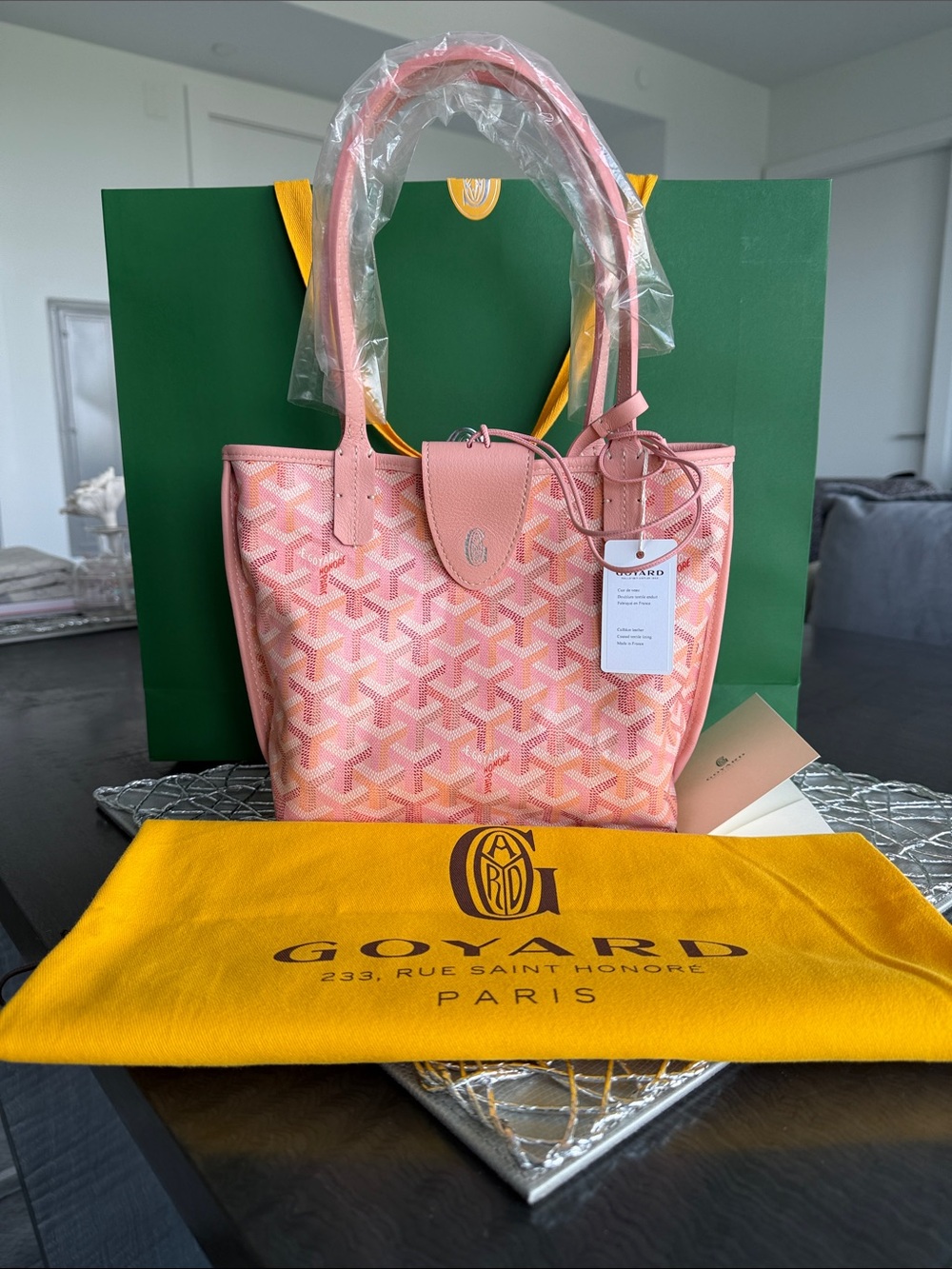 Goyard limited edition Pink Small Tote with Leather Trim